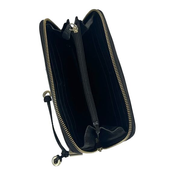 Jimmy Choo Long Wallet Zodiac Studded Zip Black Leather Clutch Purse Authentic - Picture 5 of 15